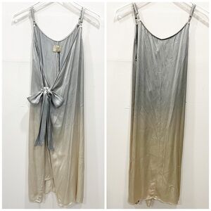 Tina Jo Strappy Wrap Dress in Steel Ombre Tie-Front Medium